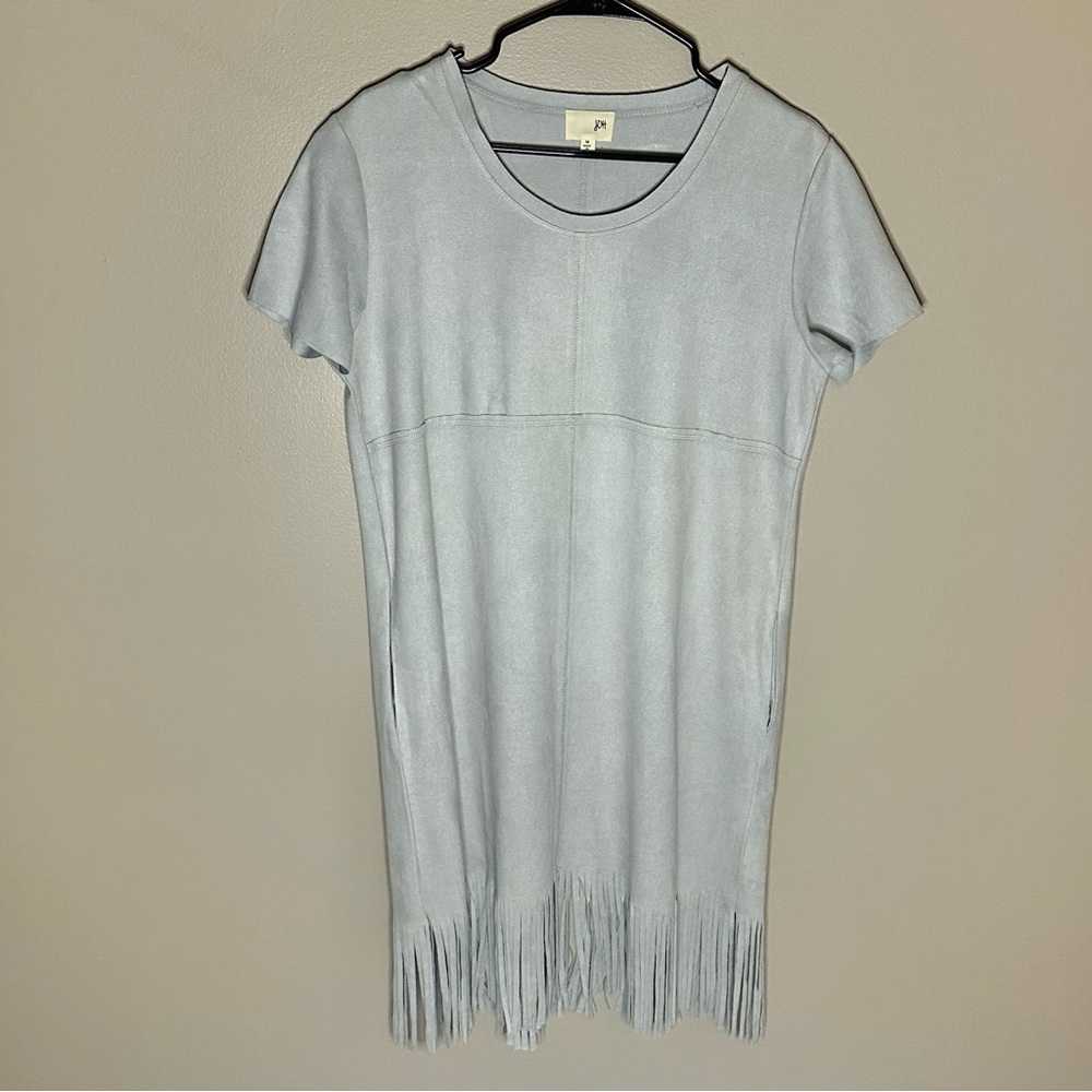 Joh Apparel Grey Suede Fringe Dress Size Medium